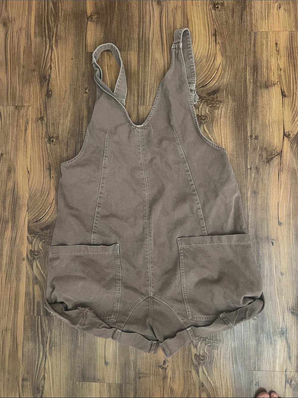 We The Free Taupe Brown Cotton Romper with Front Pockets